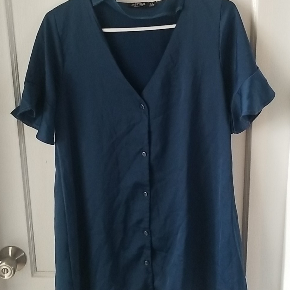 Blue satin dress